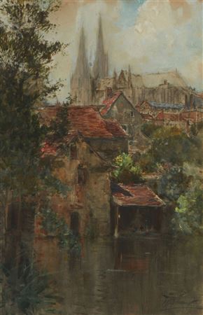 Chartres Cathedral from across the L'Eure River