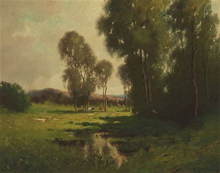 Eucalyptus trees and grazing cattle