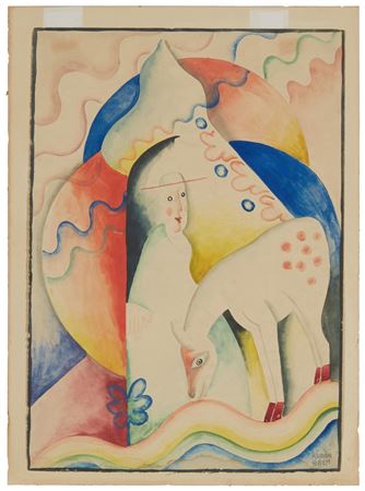 Deer and figure