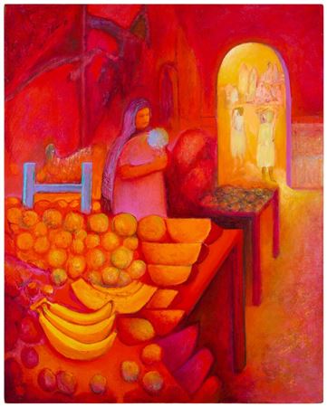 "Vendedora en Rojo," 1998