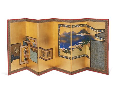 A Japanese six-panel byobu screen