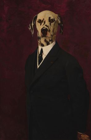 Portrait of a Dalmatian in a suit