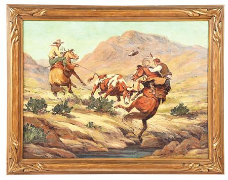 Sample artwork by Tillman Goodan (1896 - 1958), known for illustrator, cowboy genre - View similar artists and auction records