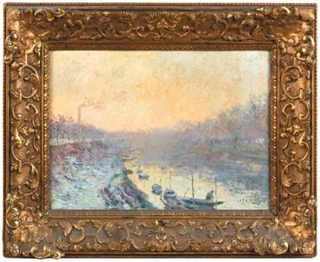 The banks of the Seine at Levallois under the snow