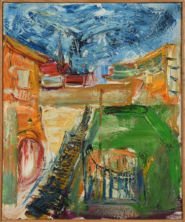 Staircase leading to the church in Romont, 1996