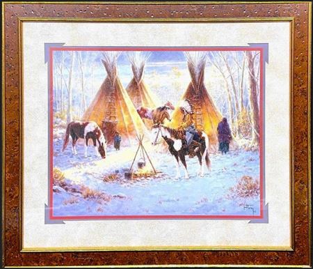 Native American Winter Camp Scene