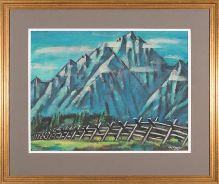 "Mountainous Landscape with Fence"