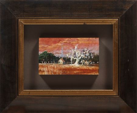 "Red Landscape with White Tree"
