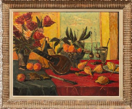 Still Life with Flowers, Fruit and Mandolin