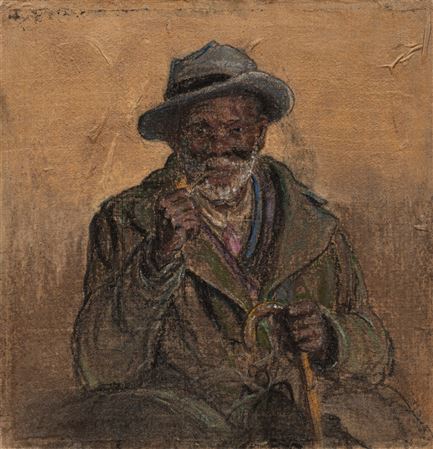 "Portrait of a Man with Cane and Pipe"