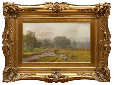 "Ducks and Geese in a River"