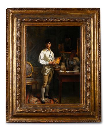 Young painter in his studio