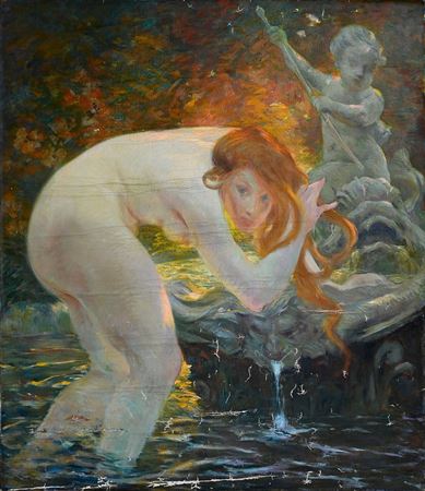 Young bather at the triton fountain