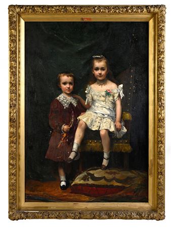 Marie and Jules, children of Viscount Henri Achard de Bonvouloir by Eugène Romain Thirion - Auction record, sale price, and art valuation. Compare with similar artists and explore comparable artworks.