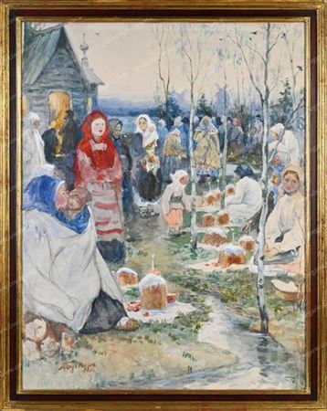 Fête au matin de Pâques.