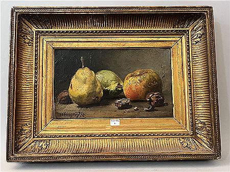 Still life with pears and walnuts
