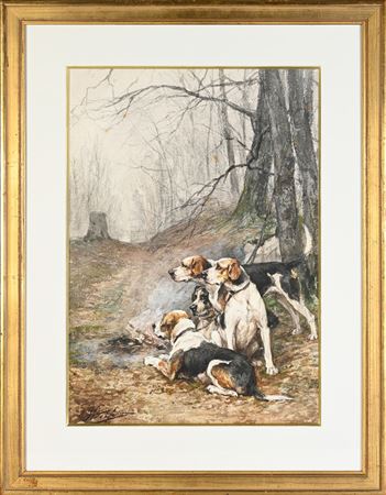 Relay of dogs near a fire