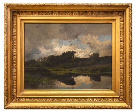 American Barbizon Twilight River Scene