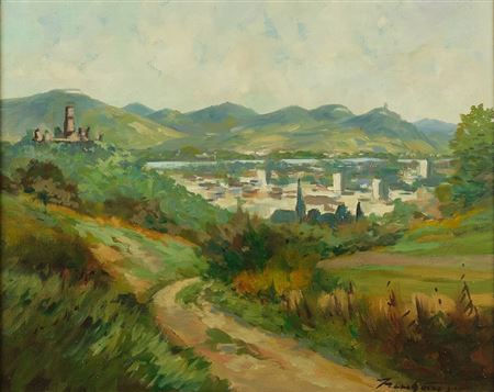 "Blick auf Bad Godesberg und Siebengebirge"