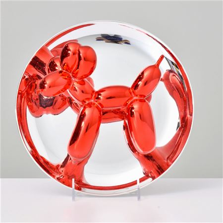 BALLOON DOG (RED) Porcelain Plate