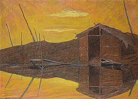 Hut at dawn
