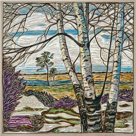 Birch Trees with Spring Snow