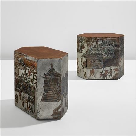 Pair of "Spring Festival" side tables
