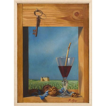 Verre de vin devant un château
