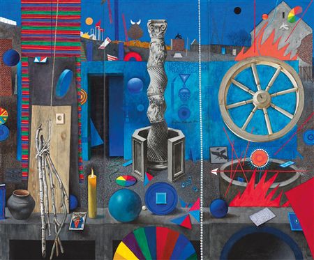 And he crossed the ford of Jabbok and, with all that belonged to him having been led across, he remained alone (triptych), 1974 (3)