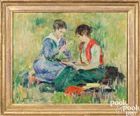 Two young women by Gustav Peter Franz Schraegle - Auction record, sale price, and art valuation. Compare with similar artists and explore comparable artworks.