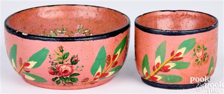 Turned and painted cup and saucer