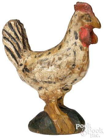 Carved and Painted Rooster