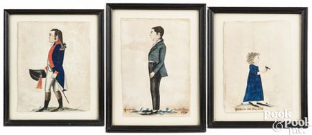 Three watercolor portraits
