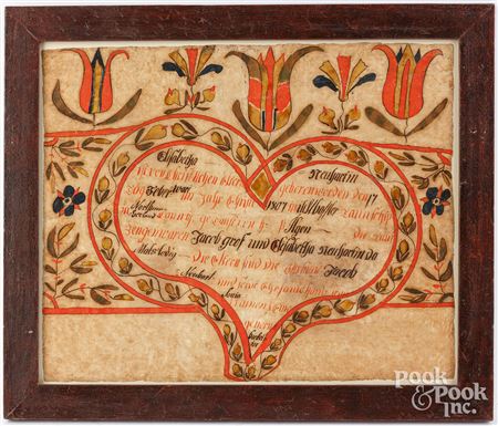 Fraktur birth certificate for Elisabetha Neuhart, b. 1807