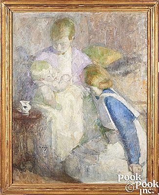 Portrait of young woman with infant by Beatrice Julia How - Auction record, sale price, and art valuation. Compare with similar artists and explore comparable artworks.