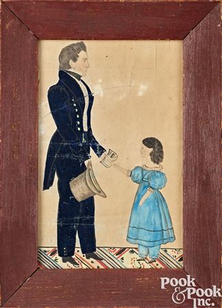 Folk portrait of a father and daughter