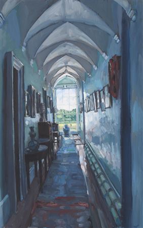 TULLYNALLY CASTLE CORRIDOR AND WINDOW - VIEW AT THE PACKENHAM HOUSE, IRELAND
