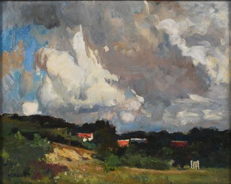 LANDSCAPE WITH BILLOWING CLOUDS