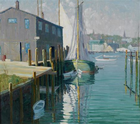 DRYING FISH NETS, GLOUCESTER, MASS., 1925