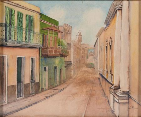 STREET SCENE by Lucio Rivas - Auction record, sale price, and art valuation. Compare with similar artists and explore comparable artworks.