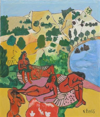 On the beach by Stass Paraskos - Auction record, sale price, and art valuation. Compare with similar artists and explore comparable artworks.