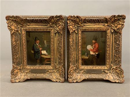 Portraits of elderly Bavarian men. "Happyness" and "Chagrin." 1889