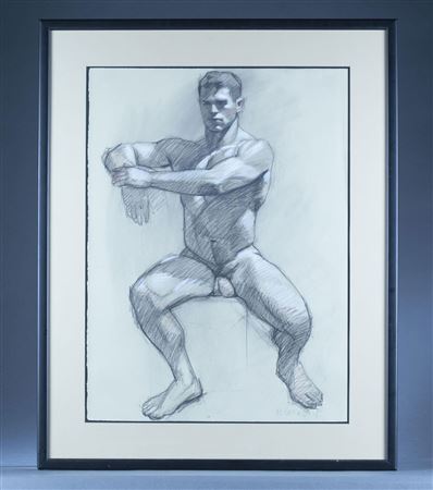 Sitting male nude sketch