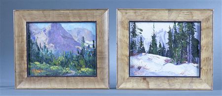 Two Mountain landscapes of Montana in different seasons