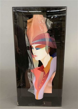 Portrait of a woman on formed plexiglass