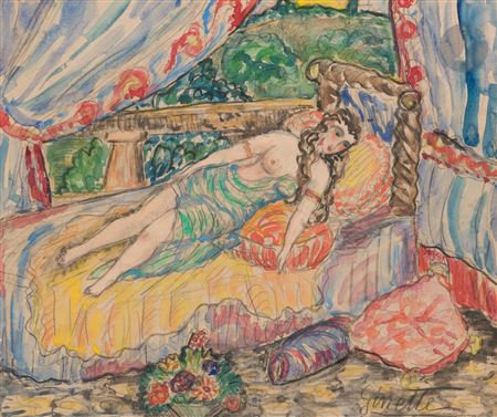 Half-naked woman on a sofa, 1925
