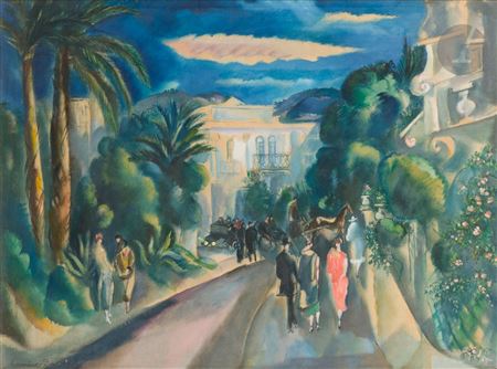 Evening on the Côte d'Azur by Hermine David - Auction record, sale price, and art valuation. Compare with similar artists and explore comparable artworks.