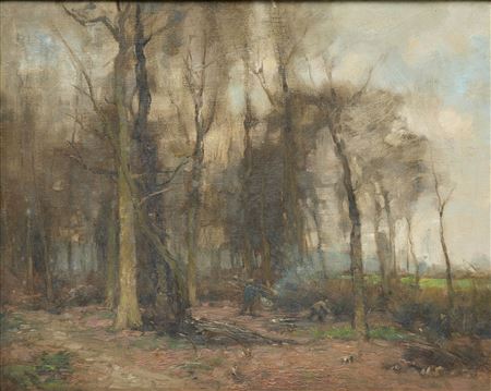 Winter Woodland with Woodcutters;
