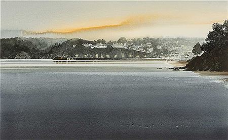 Coastal view at dusk