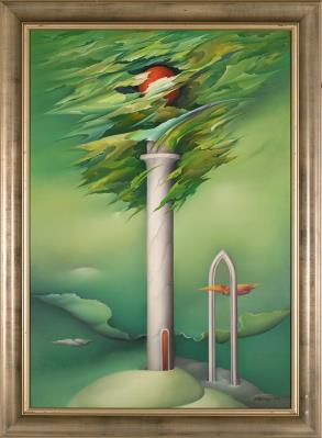 Tower with Red Sphere by Stanislaw Kors - Auction record, sale price, and art valuation. Compare with similar artists and explore comparable artworks.